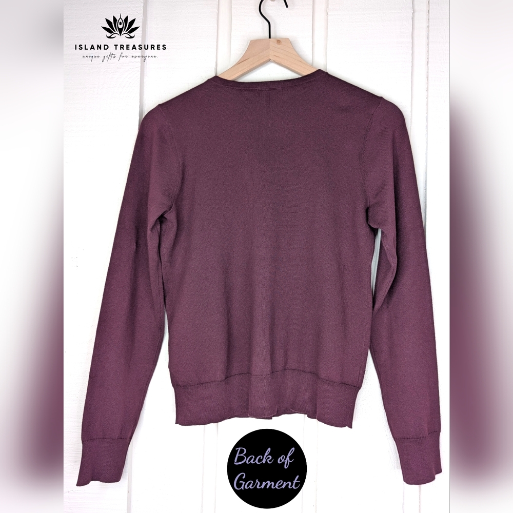NWT Ann Taylor Factory Sz Small Women Burgundy|Purple Cardigan Soft Cotton|Nylon - Picture 3 of 16